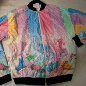 Vintage Graphic Jackets Neon Color Block Jacket